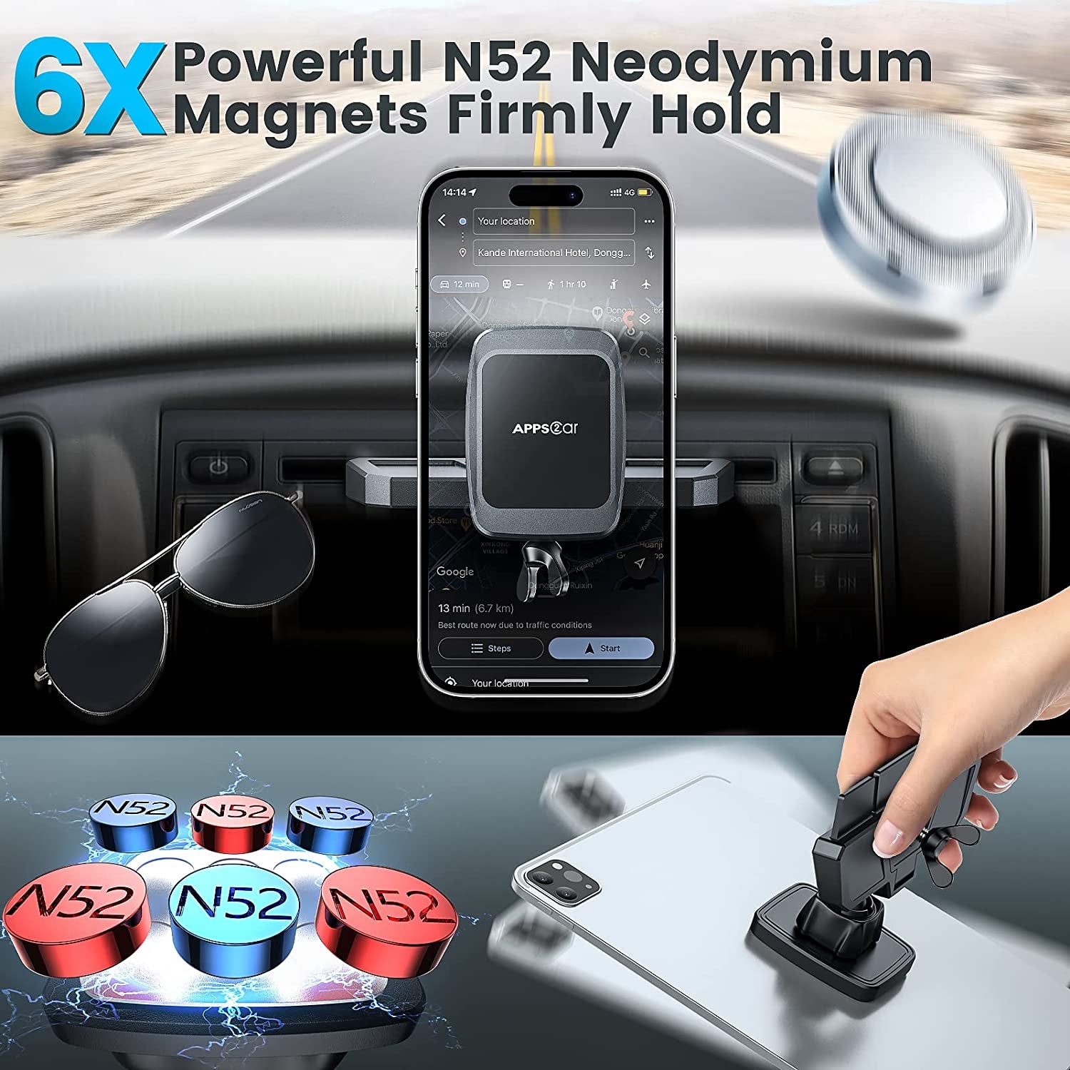 Magnetic CD Phone Holder - Anti-Shake Car Mount for Secure Device Support