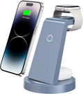 Wireless Charger - 3 in 1 Charging Station Compatible for Iphone & Iwatch - Charging Stand Dock for Airpods (Blue)